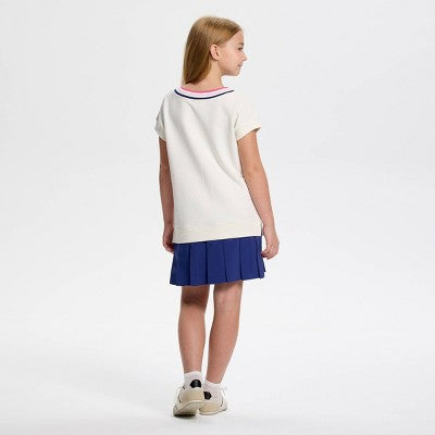 Owillo Girls' French Terry Tennis Dress - Cream XL