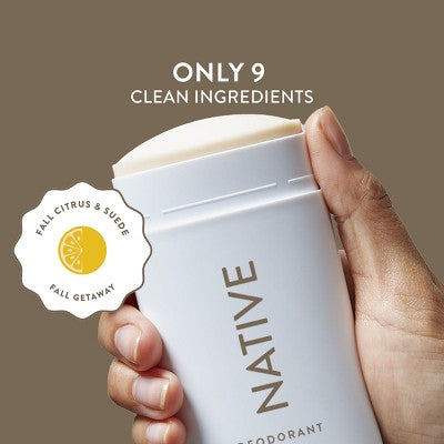 Native Limited Edition Fall Getaway Deodorant - Fall Citrus & Suede- 2.65oz