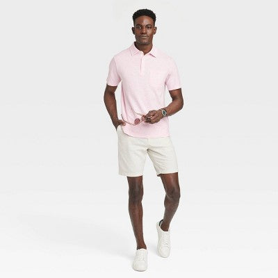 Men's Slub Jersey Polo Shirt - Goodfellow & Co Pink L