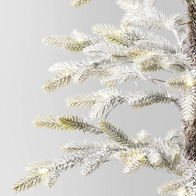 4' Pre-lit Flocked Balsam Fir Mini Artificial Christmas Tree with Basket Base Warm White LED Lights - Wondershop: Indoor/Sheltered Outdoor (LOCAL PICKUP ONLY)