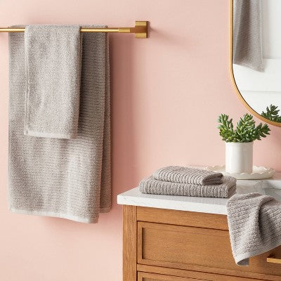 2pk Quick Dry Ribbed Bath Towel Set Light Gray - Threshold