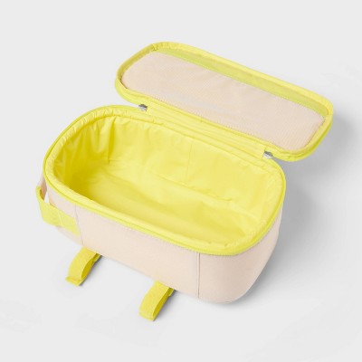 6 Cans/4.5qt Soft Sided Cooler - Sun Squad Beige/Yellow: Compact Recycled Polyester