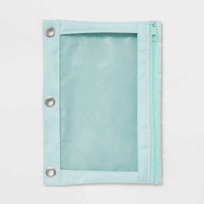 Mesh Binder Pencil Pouch Teal - up&up