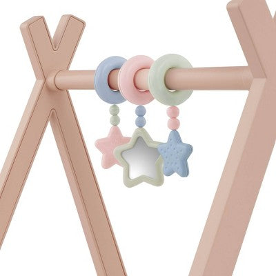 LullaBaby Baby Doll Playmat Set Cloud Floor Pillow with Hanging Toys