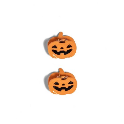 Kitsch Recycled Plastic Mini Claw Clips 2Pc Set - Pumpkin Hair Clips And Pins