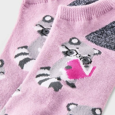 Women's Studious Raccoon Low Cut Socks - Purple 4-10