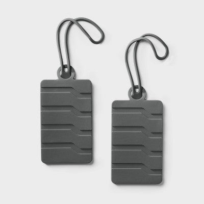 2pk Silicone Luggage Tag Flat Gray - Open Story?