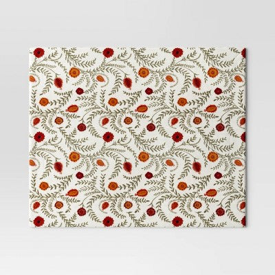 Printed Plush Lark Floral Throw with Faux Shearling Reverse Cream - Threshold (LOCAL PICKUP ONLY)