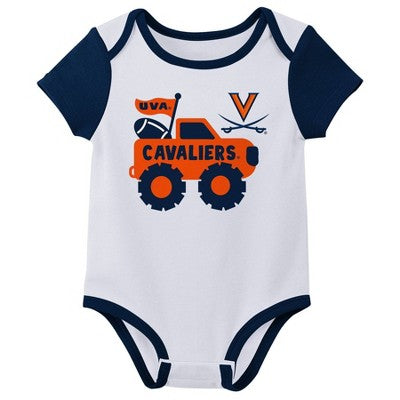 NCAA Virginia Cavaliers Infant Boys' 3pk Bodysuit - 3-6M: Team Logo Sports Apparel
