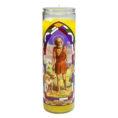 Jar Candle San Lazaro Yellow - Continental Candle: Sanctuary Series, Prayer & Saint Devotional, 8" Glass, 100hr Burn
