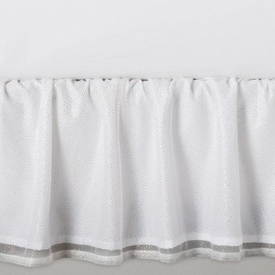 Queen Glitter Dot Tulle Kids' Bedskirt White - Pillowfort