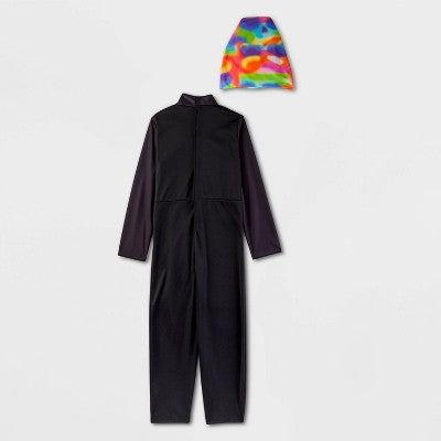 Kids' Adaptive Blacklight Responsive Color Melt Skeleton Halloween Costume Jumpsuit with Beanie L - Hyde & EEK! Boutique