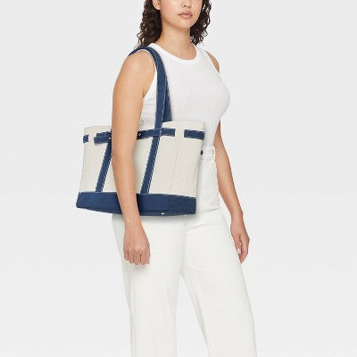 Canvas Large Belted Tote Bag - Universal Thread Blue