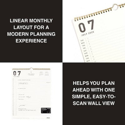 Altitude 12"x15" Monthly Wall Calendar, July 2025 to June 2026, Black and White