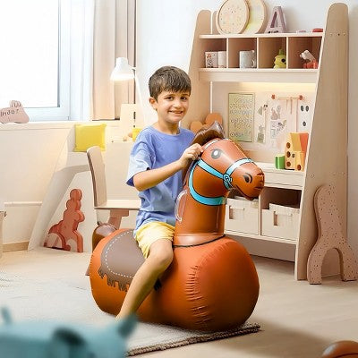 BATHWA Inflatable Bouncy Toy for Kids Ages 5+ 220lbs Capacity Ride-On Toys w/Pump Puncture-Resistant Saddle Design In/Outdoor Jumping Horse 1 PCS