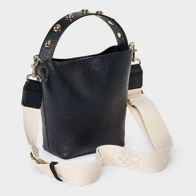 Studded Handle Mini Bucket Crossbody Handbag - Universal Thread Black