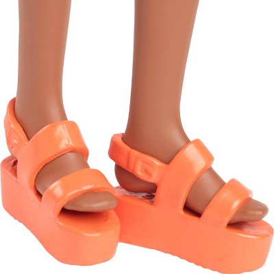 Barbie 12.7" Fashionista Pink and Orange Check Dress Doll Black Hair/Brown Eyes