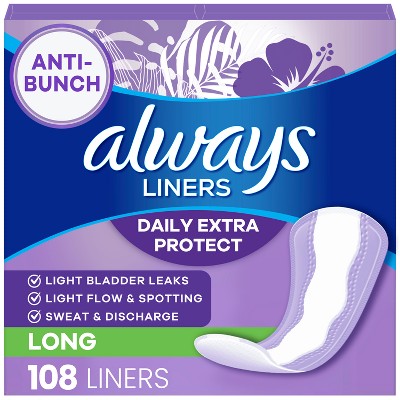 Always Dailies Xtra Protection Long Unscented Pantiliners - 54CT