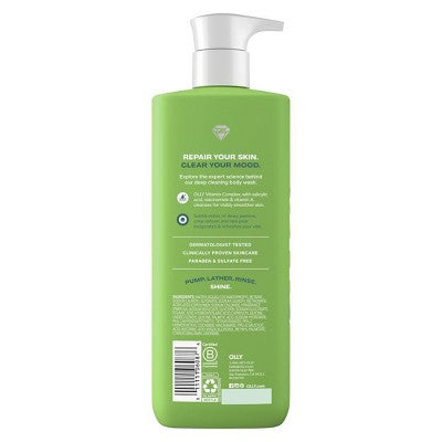 OLLY Clear Mood and Skin Vitamin-Infused Body Wash - Crisp Vetiver Pear - 17 fl oz: Paraben-Free, Sulfate-Free, Gel Form, Whole Body Use