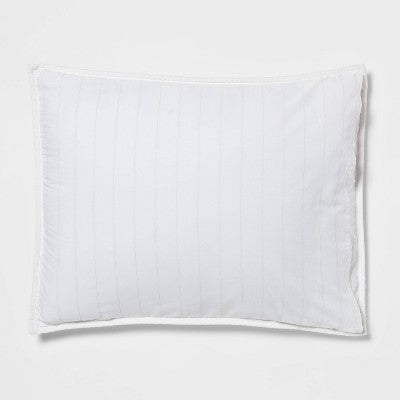 Standard Reversible Cotton Stripe Quilt Sham Light Gray - Threshold: OEKO-TEX Certified, 100% Cotton, Machine Washable