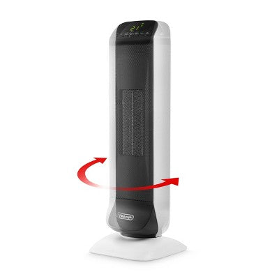 DeLonghi Ceramic Digital Tower Heater: 1500W Oscillating Fan, Remote Control, Adjustable Thermostat, ETL Listed, White