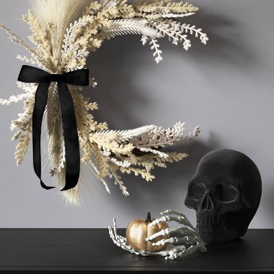 Plastic Flocking Skull Figurine - Hyde and EEK! Boutique Black