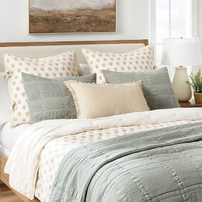 Standard Waffle Matelasse Quilt Sham Light Teal Green - Threshold designed with Studio McGee: Cotton Texture, OEKO-TEX Certified