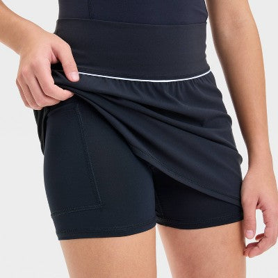 Girls' Everyday Soft Piped Skort - All In Motion Black L