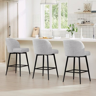 Spruce&Spring 27" Swivel Counter Height Bar Stool with Metal Legs, Set of 2, Blue Fabric (LOCAL PICKUP ONLY)