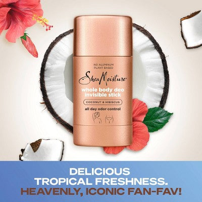 SheaMoisture Aluminum Free Whole Body Invisible Deodorant Anti-Chafe Stick - Coconut & Hibiscus - 2.6oz