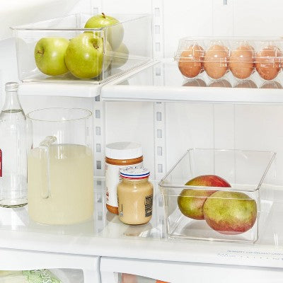 Small Wide Fridge and Pantry Organizer Bin - Brightroom: Clear Kitchen Storage, Freezer-Safe, 10.5"x6.94"