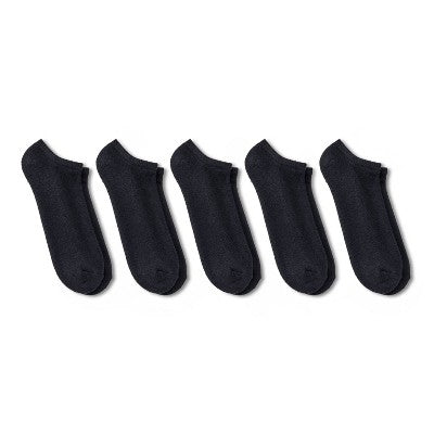 Men's No Show Socks 5pk - Dealworthy Black 6-12