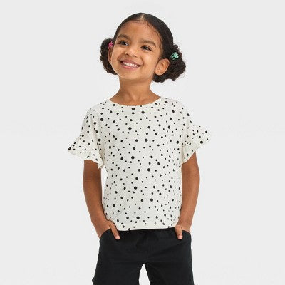 Toddler Girls' Polka Dots T-Shirt - Cat & Jack Off-White 3T