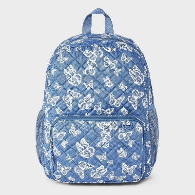 Girls' Quilted Butterfly Two Pocket Backpack - Cat & Jack Blue/White