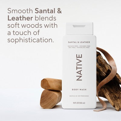 Native Body Wash - Santal and Leather - 18 fl oz: Paraben-Free, Sulfate-Free, For Normal to Very Dry Skin