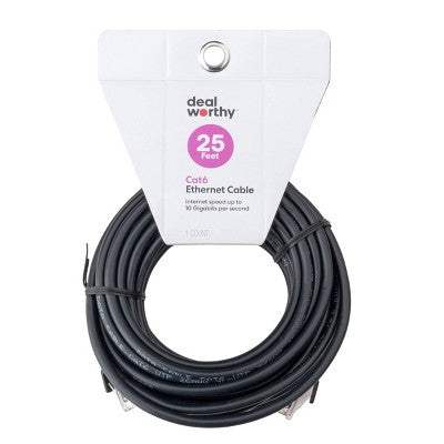 Cat 6 Ethernet Cable - dealworthy 25' Black