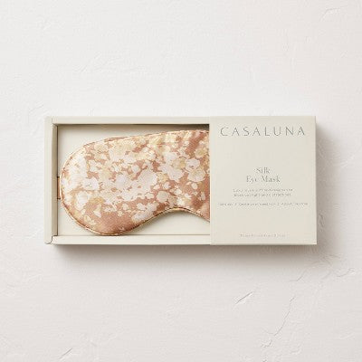Silk Eyemask Blush Pink Impressionist Print - Casaluna