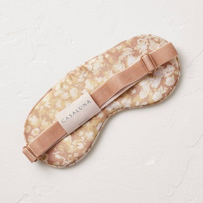 Silk Eyemask Blush Pink Impressionist Print - Casaluna