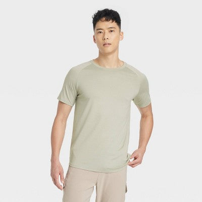 Men's Linear Mesh Raglan T-Shirt - All In Motion Olive Green L