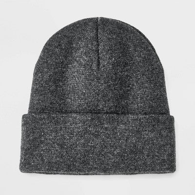 Men's Knit Cuffed Beanie - Goodfellow & Co Charcoal Gray
