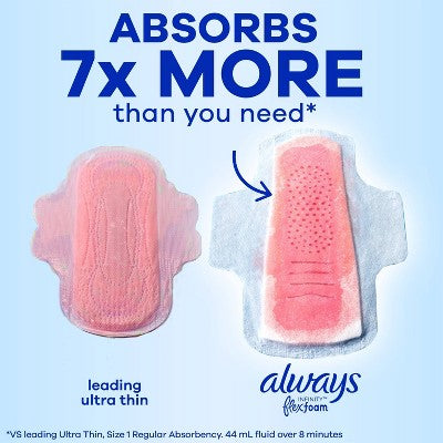 Always Infinity Regular Menstrual Pads - 60ct