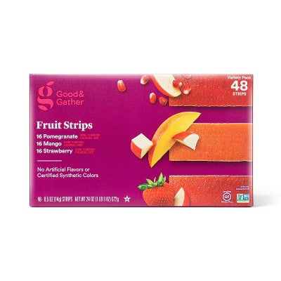 Pomegranate, Mango and Strawberry Fruit Strips Variety Pack - 24oz/48ct - Good & Gather