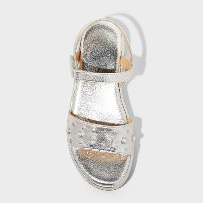 Girls' Liana Pearl Studded Platform Sandals - art class Silver 2