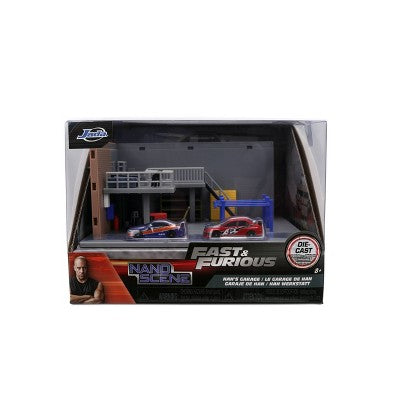 The Fast and the Furious Han's Garage Nano Scene Toy Vehicle Playset