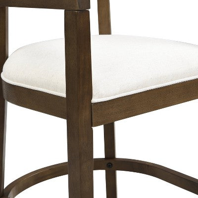 Christopher Knight Home Set of 2 25.25" Gina Upholstered Rubberwood Counter Height Barstools Walnut (LOCAL PICKUP ONLY)