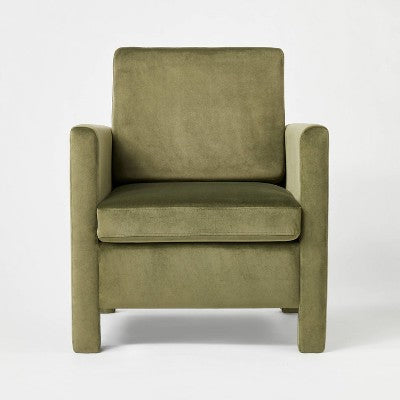 Bellfield Fully Upholstered Accent Chair Olive Green Velvet - Threshold designed with Studio McGee Assembly Required (LOCAL PICKUP ONLY)