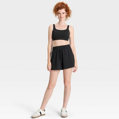 Women's Active Light High-Rise Wide Leg Shorts 3.5" Black S