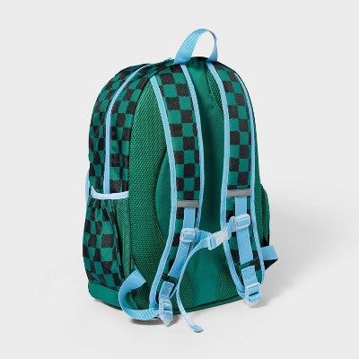 Kids' 17" Everyday Classic Backpack - Cat & Jack?Green Checked: Check Pattern, Side Pockets