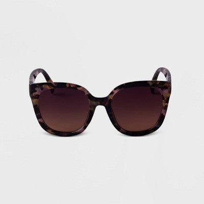 Women's Marble Tortoise Shell Square Sunglasses - A New Day Pink