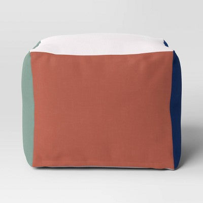 Colorful Block Dorm Pouf - Room Essentials: Upholstered Square Ottoman, No Assembly, Spot Clean